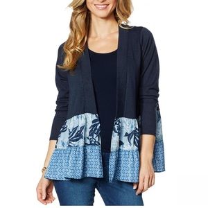 DG2 By Diane Gilman Womens Double Ruffle Cardigan. Medium